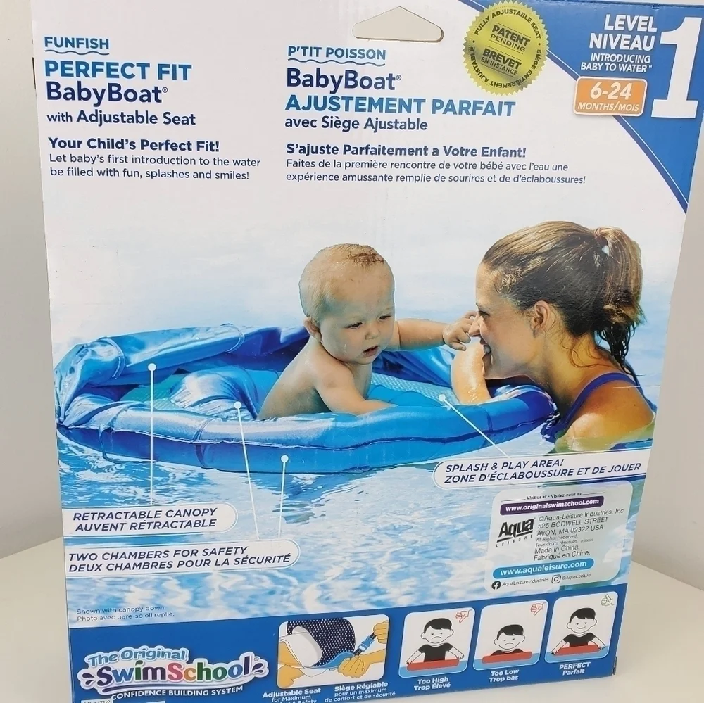 Kids SwimSchool Fun Fish BabyBoat in Blue by Aqua Leisure 6-24 months New - Picture 7 of 12